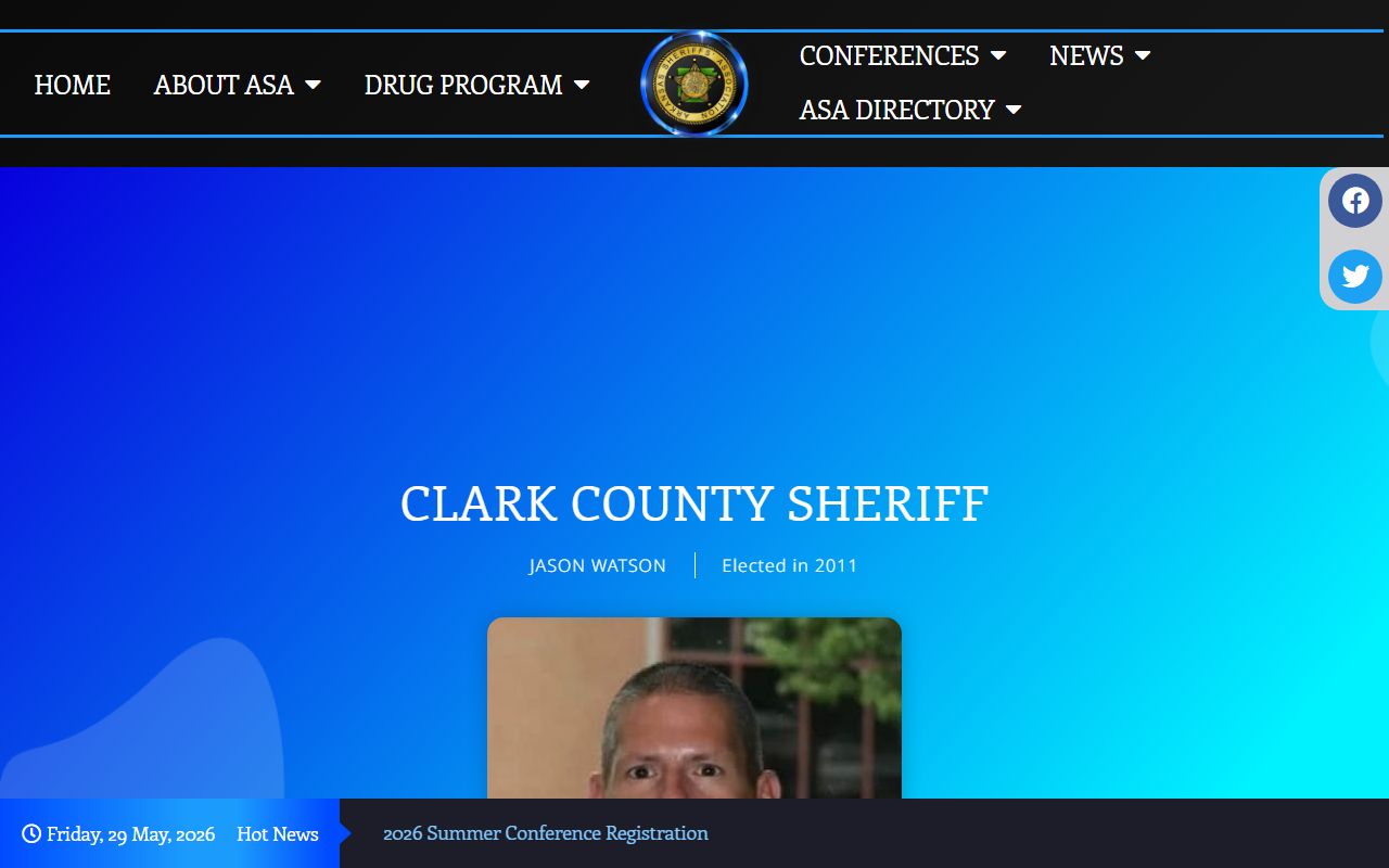 Arkansas Sheriffs' Association Clark County jail directory showing capacity and jail administrator details